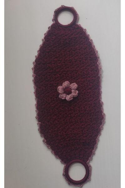 Kevser nur tuhafiye Hand Knitted Long Model Burgundy Color Bath Towel