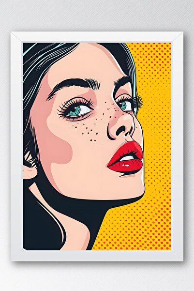 Saturn Pop Art Woman Portrait Framed Painting - Pop Art Poster Painting
