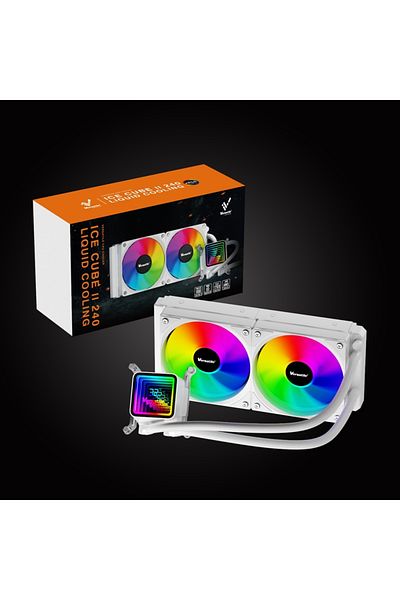 gaman مبرد سائل للمعالج متعدد الاستخدامات RGB 2 Fan Rainbow White ICE CUBE II 240 WHITE