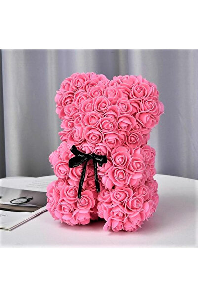 velve Ursulet floral cu trandafiri din spuma, 25 cm, decorat manual, cutie ca...