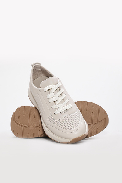 Ayakkabıhane Genuine Leather Inside and Outside Beige Women's Sports Sneaker Shoes Ah081692616418