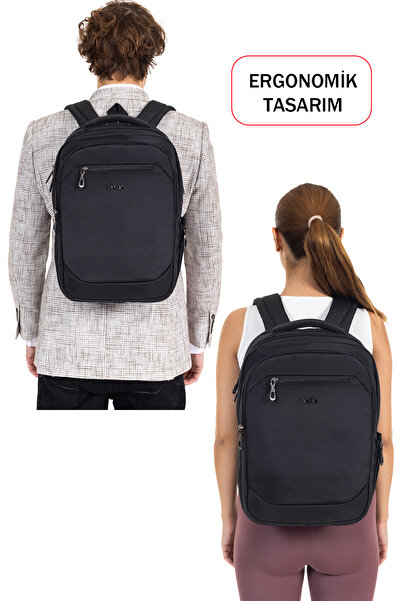 Dada Unisex Black School Backpack Medium Size High School College USB Type-C Waterproof Oxford Fabric