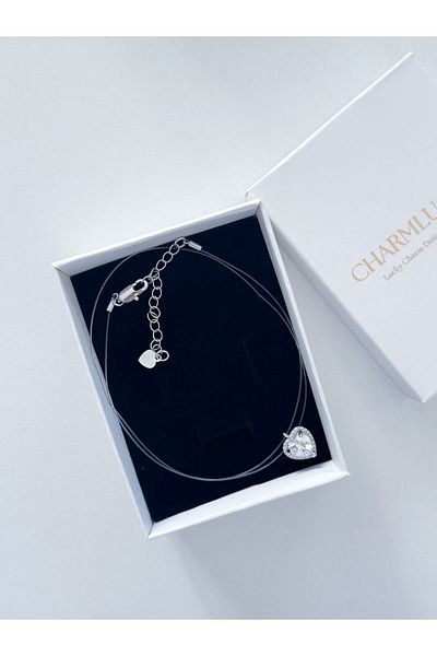CHARMLUCKY Zircon Stone Heart Ghost Necklace