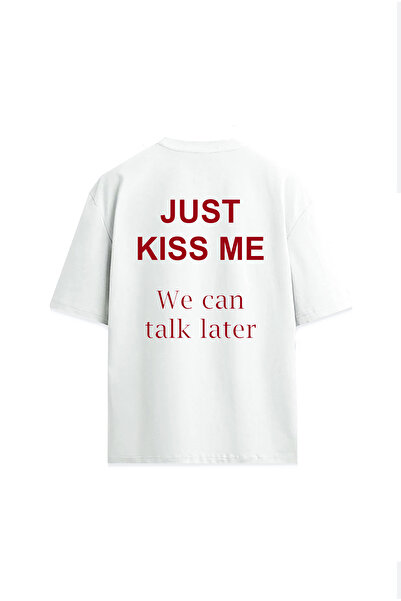 Darkia تي شيرت مريح للجنسين مطبوع عليه تصميم Kiss Me Talk Later