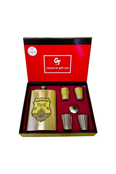 velve Set VLV pentru Tata, plosca personalizata, palnie si patru pahare, Argi...