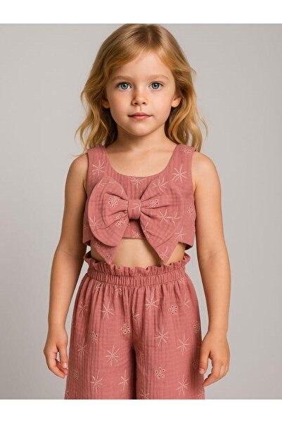 Zekids Girl's Muslin Crop Pants Set