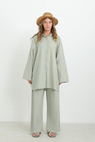 Loreen Women's Button Detailed Oversize Shirt Suit 20694Tks