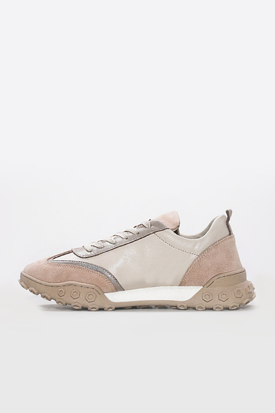 Ayakkabıhane Genuine Leather Inside and Outside Beige Women's Sports Sneaker Shoes Ah0816926124140