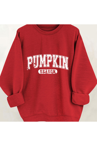 Velostra Women's Unisex Pumpkin Printed 3 Thread Inside Raised Crew Neck Sweatshirt