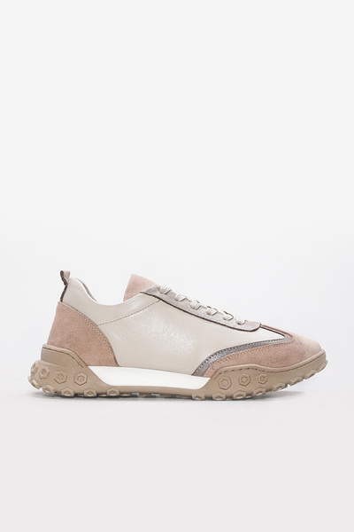 Ayakkabıhane Genuine Leather Inside and Outside Beige Women's Sports Sneaker Shoes Ah0816926124140