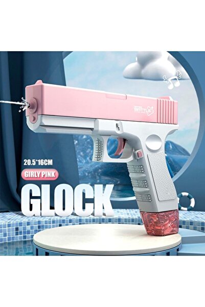 SCOWETTO Elektrikli Otomatik Atış Yapan Çift Şaarjörlü GLOCK Su Tabancası PEMBE