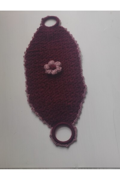 Kevser nur tuhafiye Hand Knitted Long Model Burgundy Color Bath Towel