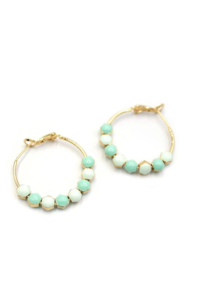 No8 Home Enameled Hoop Earrings - Turquoise