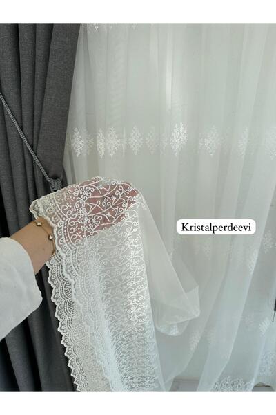 Beautiful BRODE KUMAŞ DESENLİ TÜL PERDE HER ODADA KULLANIMA UYGUN 1/3 SIK PİL...