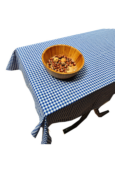 Exve Exclusive Saks Blue Gingham Cotton Woven Φιλικό προς το περιβάλλον Κάλυμμα τραπεζιού τροχόσπιτου κάμπινγκ 120 cm