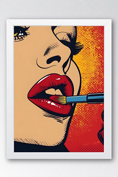 Saturn Pictură înrămate de femei care poartă ruj - Pictură poster Pop Art