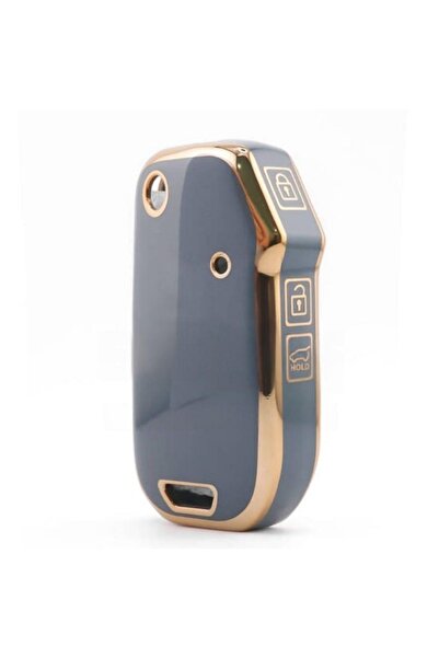 GMA KEYS Caz de cheie Nano cu 3 butoane, pliabil pe lateral, tip switchblade pentru Kia Sorento, culoare gri aurie