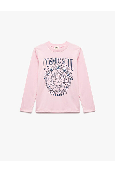 Koton Μακρυμάνικο μπλουζάκι με λαιμόκοψη από βαμβάκι