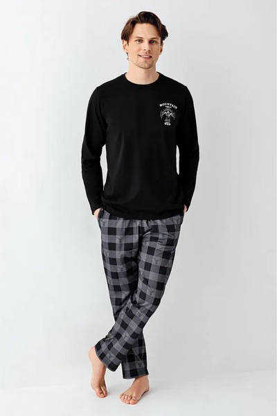 Arnetta 100% Cotton Cycling Collar Long Sleeve Men's Pijamas Suit