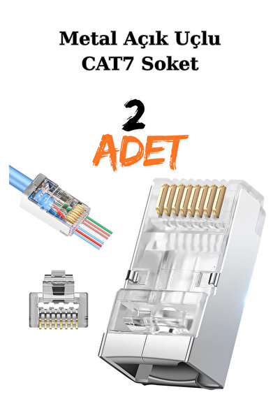 Rabelix Online Marketing 2 Adet EZ-RJ45 Açık Uçlu Metal Soket Cat7 Ethernet I...
