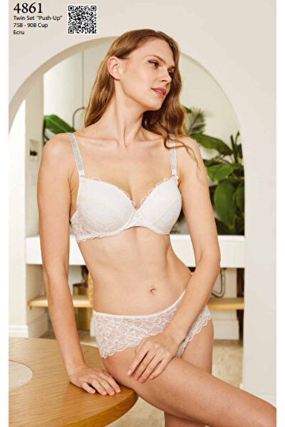 NightLove Anıl 4861 طقم ملابس داخلية نسائية من الدانتيل الأبيض