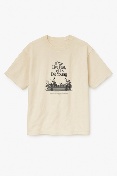 Altair Tr Oversize Beige Unisex Let Us Die Young Printed T-Shirt T-Shirt