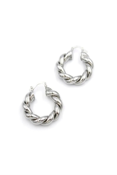 No8 Home Twisted Hoop Earrings - Silver