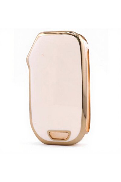 GMA KEYS Kia Sorento Nou Caz Nano pentru Cheie cu Trei Butoane Tip Switchblade, Alb cu Gold