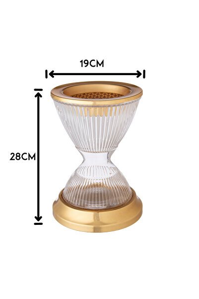 Byblos Crystal incense burner with a metal base, suitable for occasions and large halls, size (28*19) cm