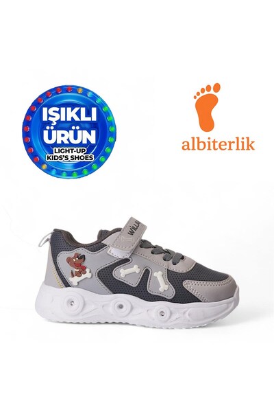 AlbiShoes Children's Cute Friendly Dog Figured Lighted Seasonal Winter Children's School Sneaker Sports Shoes