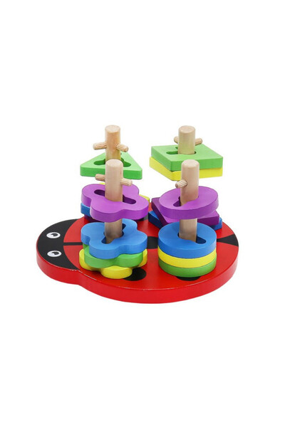 SMARTIC Jucarie de sortat – gargarita din lemn, cu 16 forme incluse, Multicolor, 12 luni +