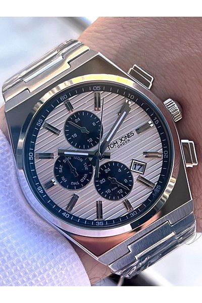 Tom Jones 3 Atm Water Resistant Steel Cord (No Tarnish Color Fade) Men's Wrist Watch Vs.Blkt.0560