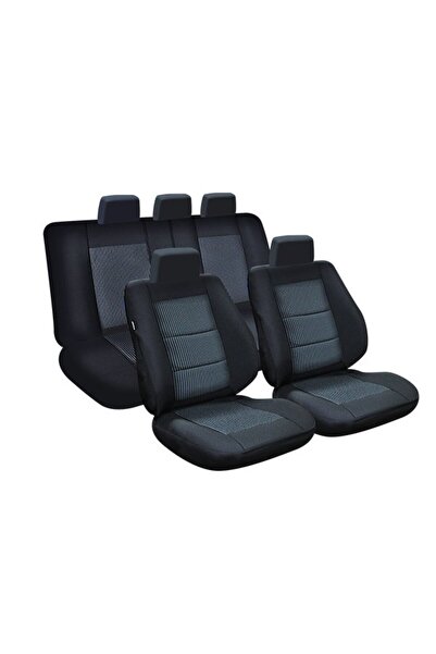 SMARTIC Set Huse Scaune Auto Lux Dedicate Dacia Logan 2004-2012, Material Textil, SMARTIC, 9 Piese, Negru/Gr
