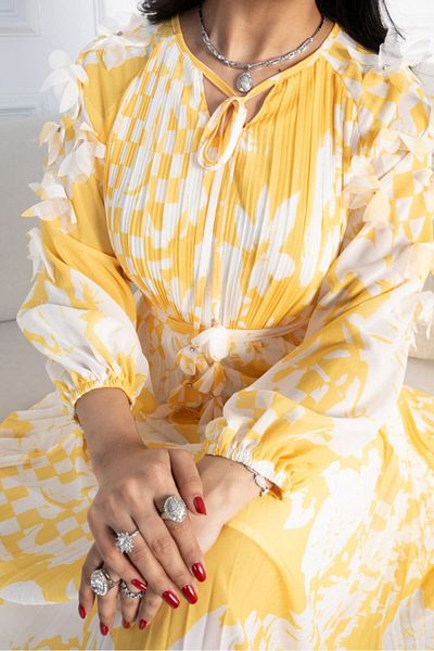 SELSAL Golden Flower Dress