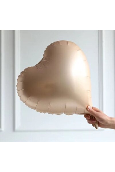 Işıltı Balon Dükkanı Beige Foil Heart Balloon