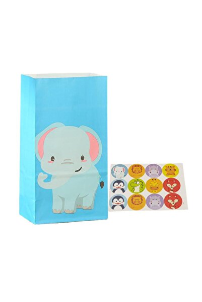 mutlu adım 12 Pieces 24X13Cm Animal Kingdom Paper Bag Elephant