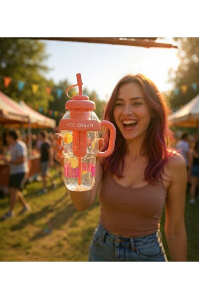 Brokoli Home 1300 ml Kulplu Suluk Matara Detox ve Soğuk İçecek Şişesi Pipetli...