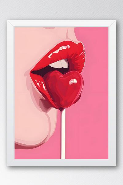 Saturn Tablou cu ruj și inimă acadele în rame - Poster Pop Art