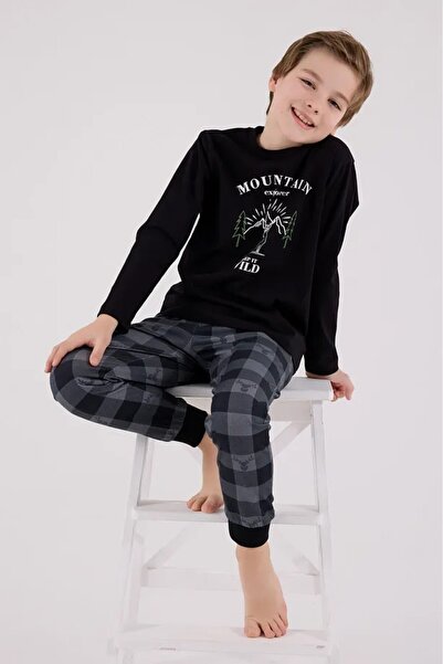 Arnetta %100 PAMUK BİSİKLET YAKA UZUN KOLLU ERKEK ÇOCUK PİJAMA TAKIM