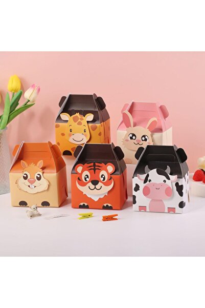 mutlu adım 10 Pieces 8X11,5Cm Mixed Animal Kingdom Cardboard Box Bag