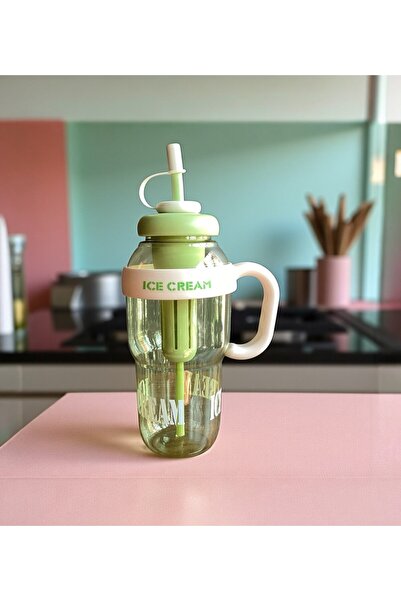 Brokoli Home 1300 ml Kulplu Suluk Matara Detox ve Soğuk İçecek Şişesi Pipetli...