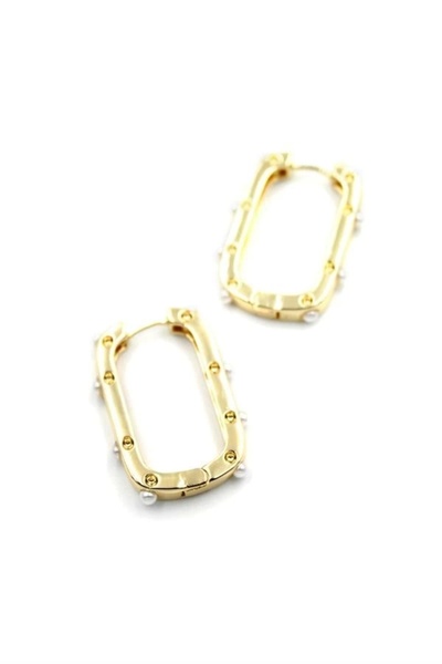 No8 Home Pearl Hoop Earrings - Gold