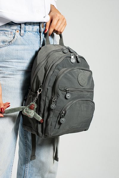 Çanta Trend Unisex Waterproof Crinkle Fabric Multi-Compartment Medium Size Dark Gray Laptop School and Backpack