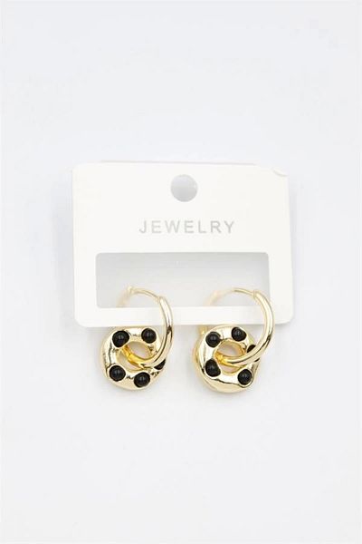 No8 Home Hoop Earrings - Black