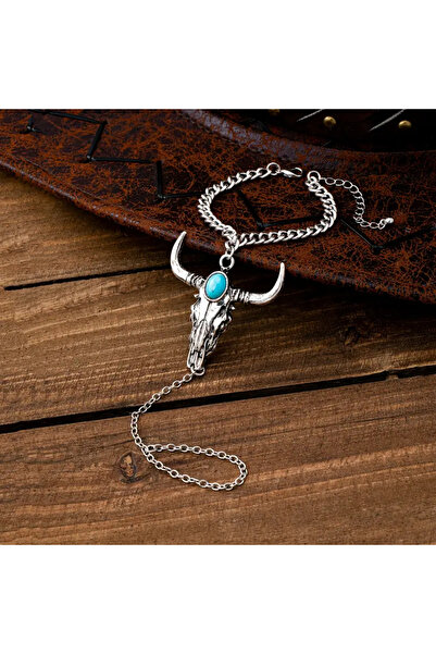 MİLALAZO مجموعة خواتم رعاة البقر الغربية العتيقة باللون الفيروزي على شكل رأس ...