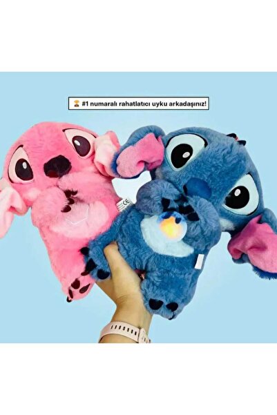 TİVENS Nefes Alan Peluş, Uyku Arkadaşım Stitch Mavi Ve Pembe, Oyuncak Ayıcık, Peluş Oyuncak