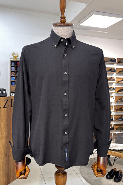 NAZEF Regular Fit Düğme Yaka Gofre Pamuk Gömlek