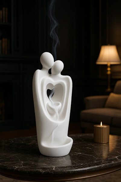 Neydin Home Sevgi Figürlü El Yapımı Taş Tütsülük | Şelale Efektli