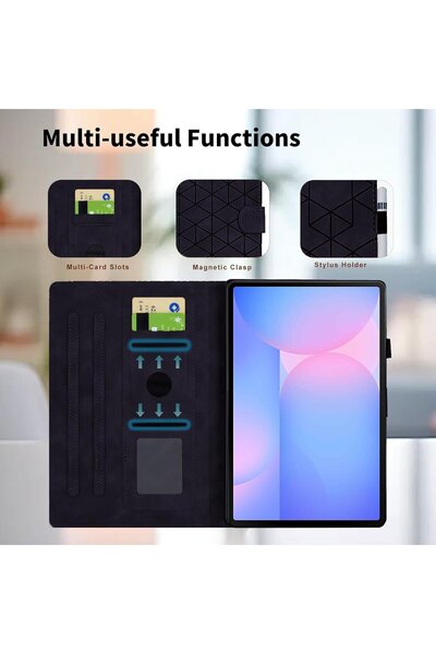 OEM Samsung Galaxy Tab A8 10.5" 2021 (SM-X200/X205/X207) piele PU, cu suport și buzunar pentru carduri, negru