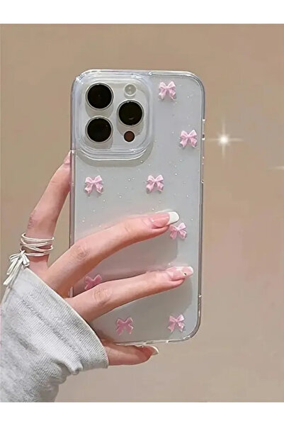 KVK PRİVACY Apple iPhone 13 Pro Uyumlu – Pembe Fiyonk Tasarımlı, Darbeye Dayanıklı, Yumuşak Silikon Kılıf